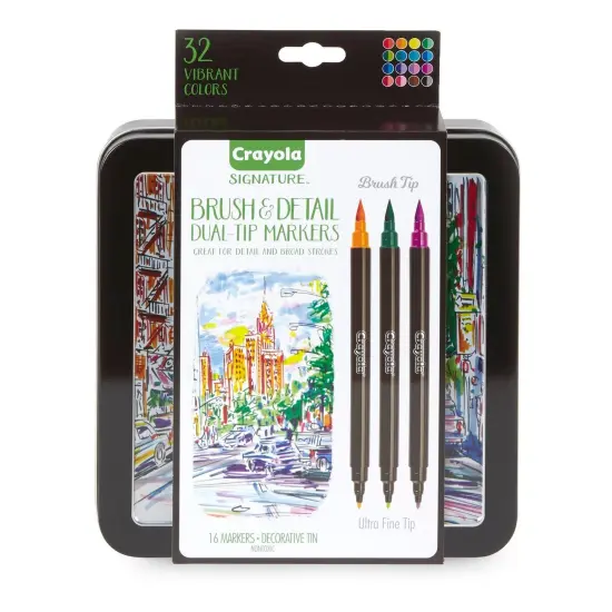Signature Brush & Detail Dual-Tip Markers, Pack of 16 {1}