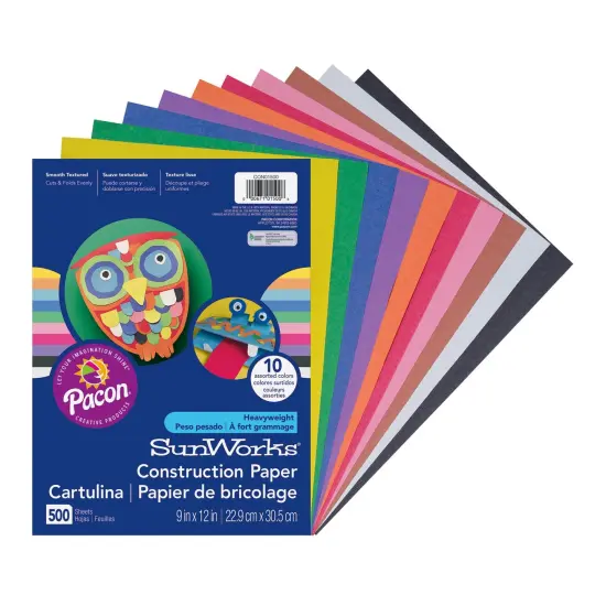 Construction Paper, 10 Assorted Colors, 9" x 12", 500 Sheets {1}