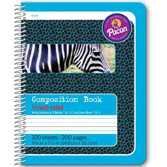 Primary Composition Book, Spiral Bound, D'Nealian/Zaner-Bloser, 1/2" x 1/4" x 1/4" Ruled, 9-3/4" x 7-1/2", 100 Sheets, Pack of 6 {2}
