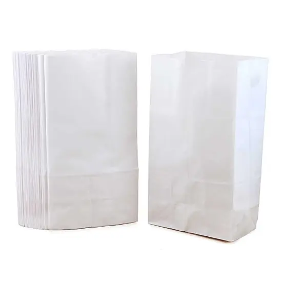 Large Gusseted Paper Bags, 6" x 3.5" x 11", White, 100 Per Pack, 2 Packs {3}