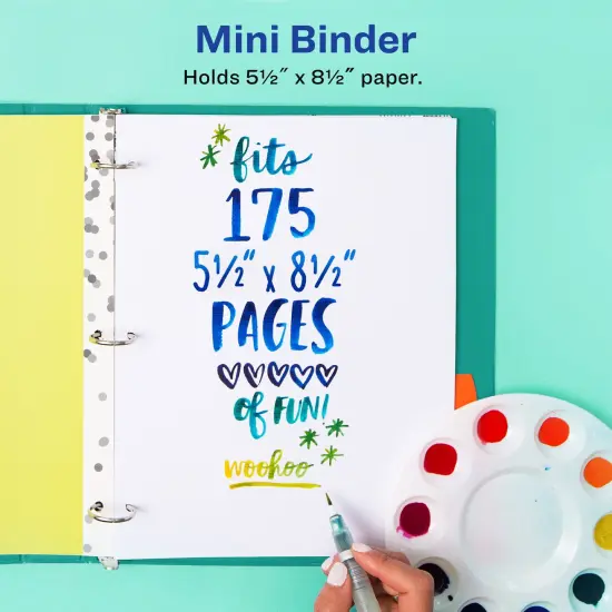 Avery + Amy Tangerine Designer Collection Mini Binder, 5.5" x 8.5", 1 Inch Round Rings, Rainbow Inkblot, 1 Mini 3 Ring Binder (18714) {2}