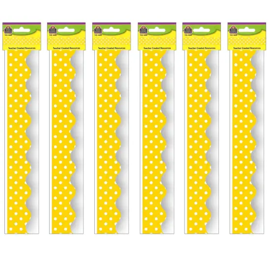 Yellow Mini Polka Dots Border Trim, 35 Feet Per Pack, 6 Packs {1}