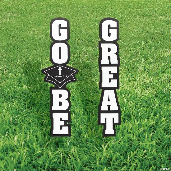 7 3/4" x 2 Ft. Religious Graduation Single-Sided Plastic Yard Stake Set - 2 Pc. {1}