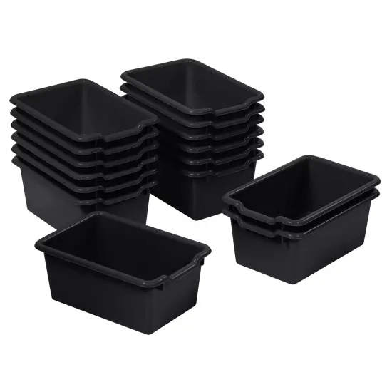 Scoop Front Storage Bins, Multipurpose Organization, 15-Pack Black {1}