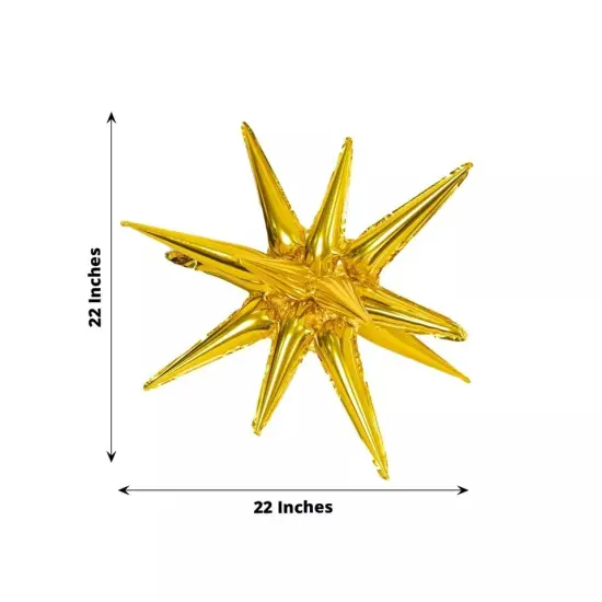 5 GOLD 22" Metallic Mylar Foil DIY Starburst BALLOONS Kit {3}