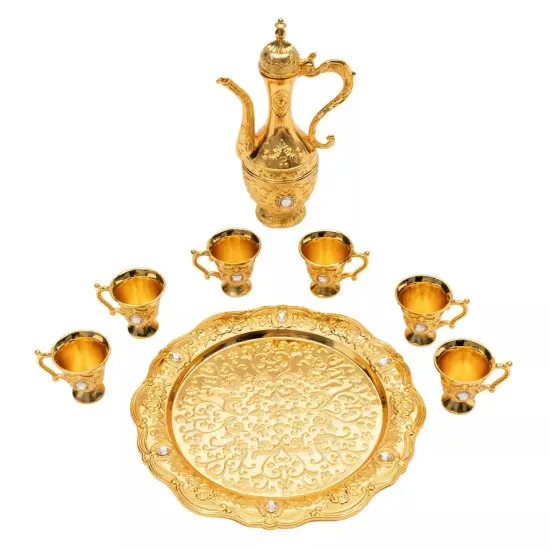 Vintage Turkish Tea and Coffee Set with Pot and 6 Cups {2}