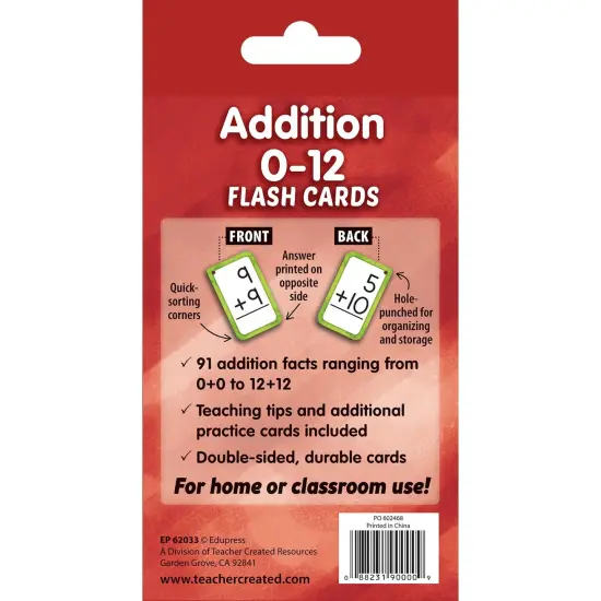 Addition 0-12 Flash Cards, 6 Packs {6}