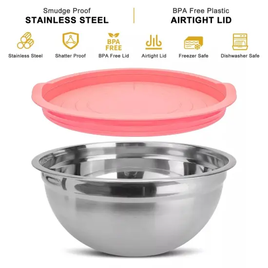 Kitcheniva 5 Pcs Stainless Steel Mixing Bowl Set with Lids {3}