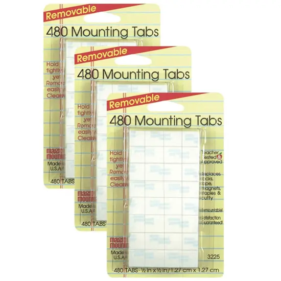 Removable Tabs, 0.5" x 0.5", 480 Per Pack, 3 Packs {1}