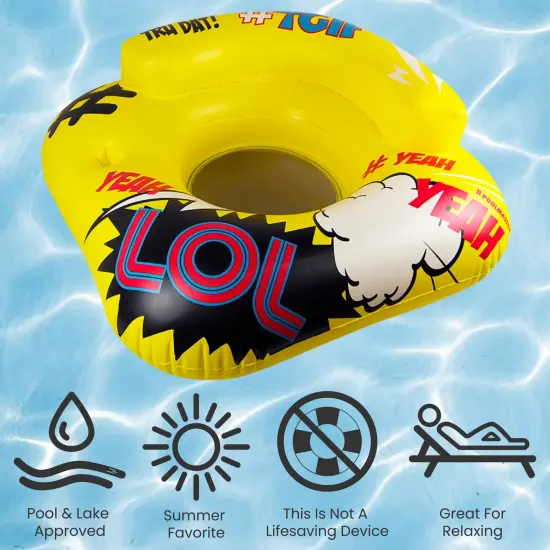 Pool Central 47" Inflatable Yellow and Black Teen Abbreviation Swimming Pool Lounge Chair {5}