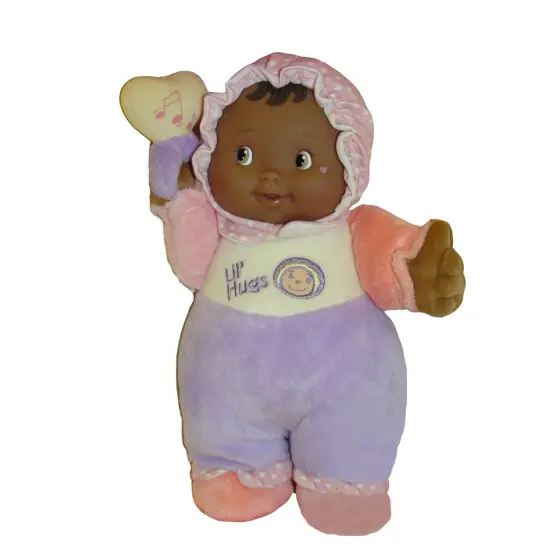 Lil' Hugs Baby's First Soft Doll, Vinyl Face, Pastel Outfits with Rattle, 12" African-American {1}