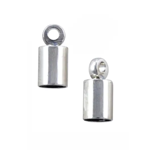 End Cap with Loop 4mm Silver Color (Package of 2) {1}