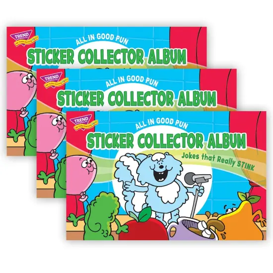 All in Good Pun Sticker Collector Album, 16 Pages, 8.5" x 5.5", Pack of 3 {1}