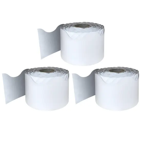 White Rolled Scalloped Border, 65 Feet Per Roll, Pack of 3 {1}