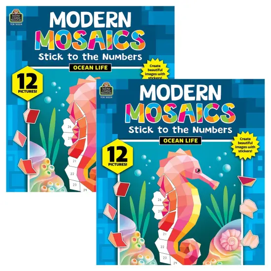Ocean Life Modern Mosaics Stick to the Numbers Activity Book, Pack of 2 {1}