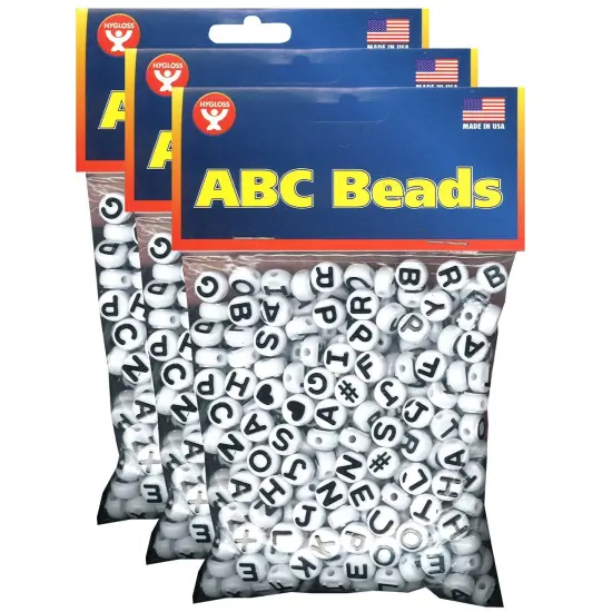 ABC Beads, Black and White, 300 Per Pack, 3 Packs {1}