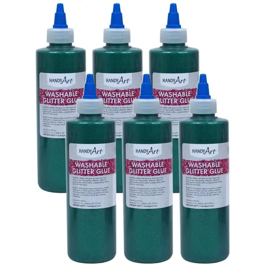 Washable Glitter Glue, 8 oz., Green, Pack of 6 {1}