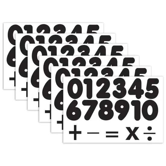 Die-Cut Magnetic Black Number Set, 1.75", 32 Pieces Per Pack, 6 Packs {1}