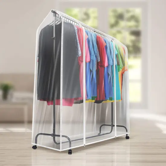 Sorbus 6 ft Clear Garment Rack Cover - Garment Coat Hanger Protector Clothing Storage for Dresses, Suits, Coats, and more {2}