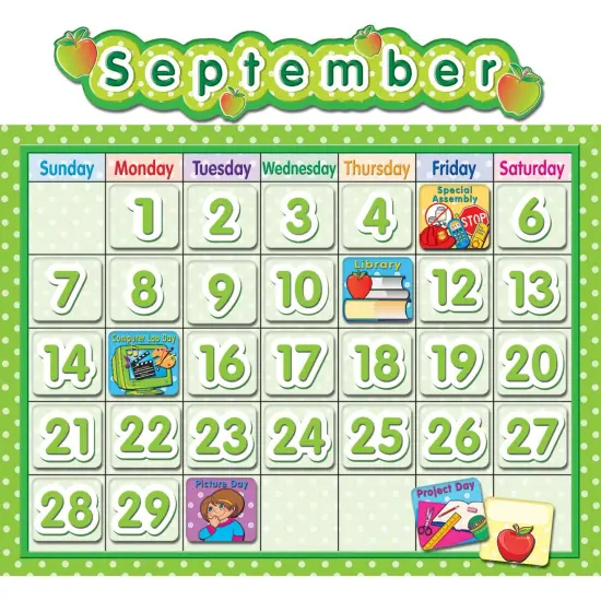 Polka Dot School Calendar Bulletin Board Set, 2 Sets {2}