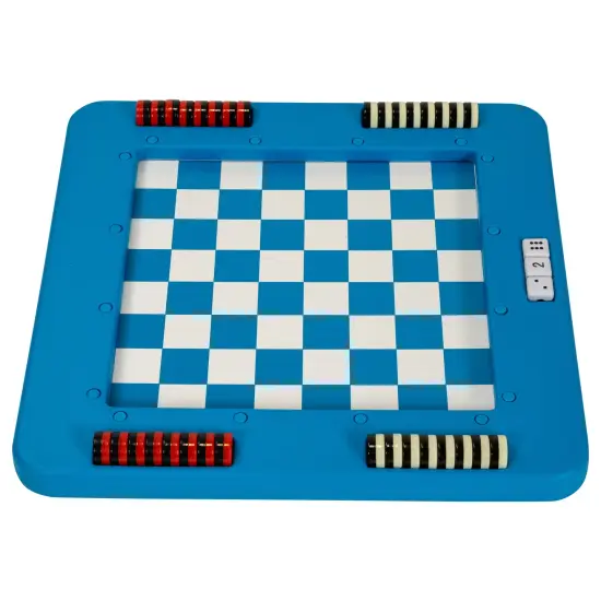 Swim Central Floating Checkers and Backgammon Magnetic Swimming Pool Board Game Combo - 20" Blue {1}
