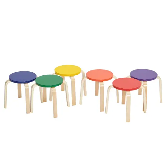 Bentwood Stackable Stools, Classroom Furniture, 6-Piece Natural {7}