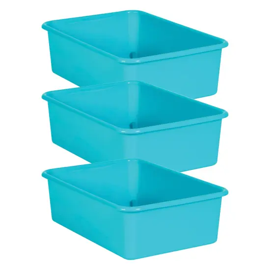 Teal Large Plastic Storage Bin, Pack of 3 {1}