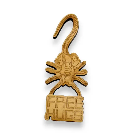 Ornament - Free Hugs - Raw Wood 1x4in {1}