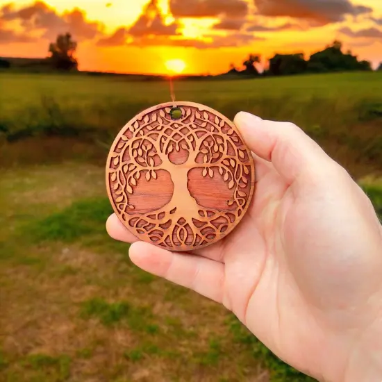 Celtic Tree of Life - Raw Cedar Ornament 3x3in {6}