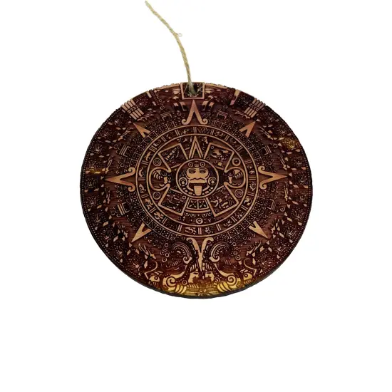 Aztec Mayan Calendar - Cedar Ornament {3}