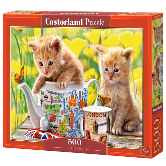 500 Piece Jigsaw Puzzle, Tea Time, Animal puzzle, Cat puzzle, Kittie puzzle, Cute cat, Adult Puzzles, Castorland B-52356 {1}