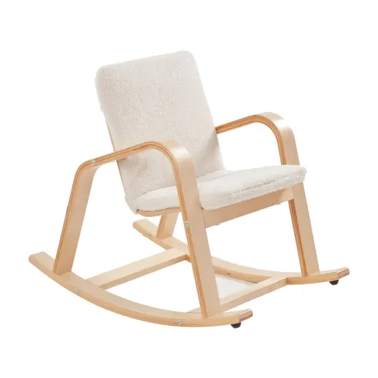 Bentwood Rocking Chair with Cushion, Kids Furniture White Wash {7}