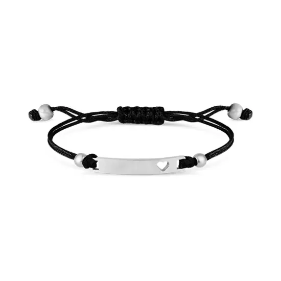 Engravable Cutout Heart Friendship Curved Bar Bracelet Black/Gold {6}