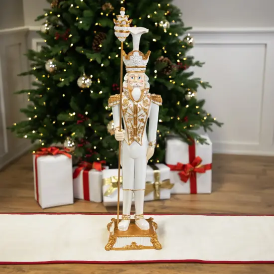 Northlight Christmas Nutcracker Soldier with Scepter - 25.75" - White and Gold {3}
