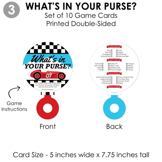 Big Dot of Happiness Let's Go Racing - Racecar - 4 Race Car Baby Shower Games - 10 Cards Each - - Gamerific Bundle {7}