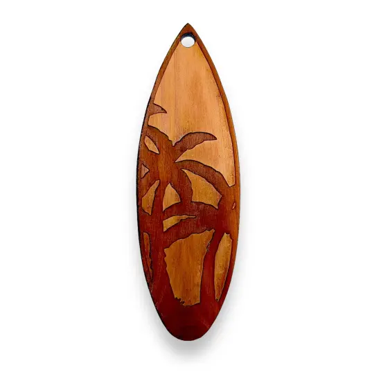 Palm Tree Surfboard - Cedar Ornament {1}