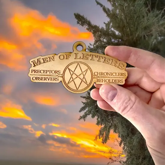 Ornament - Men of Letters - Raw Wood 4x2in {6}