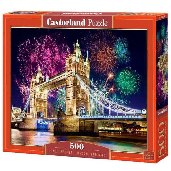 500 Piece Jigsaw Puzzle, Tower Bridge, London, England, Fireworks Puzzle, Adult Puzzles, Castorland B-52592 {1}