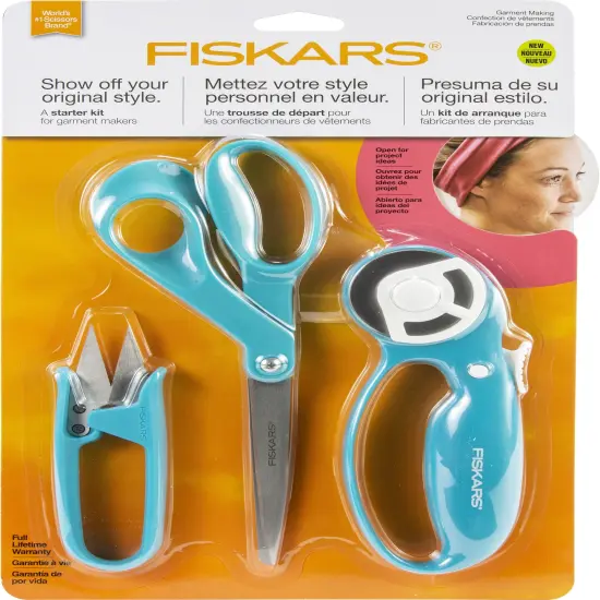 Fiskars Garment Sewing Fashion Starter Set 3pcs-Rotary Cutter, Thread Snips & Scissors {1}