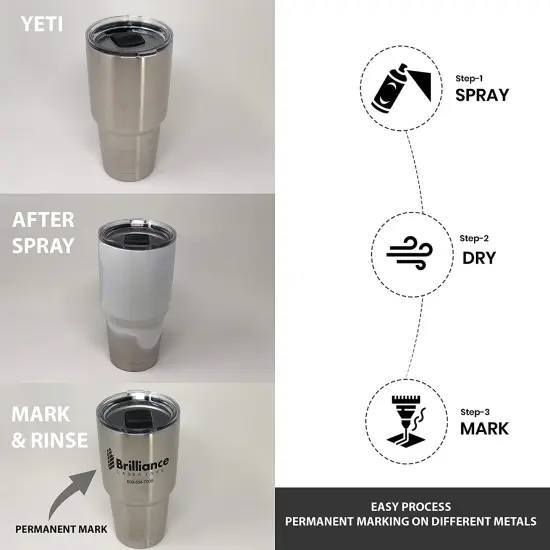 2 Oz - BLI101 - Aerosol Black Laser Ink for Metals Marking - CO2 Laser - Fiber Laser - YAG, Durable, Permanent, High Contrast, Brilliance Laser Inks {4}