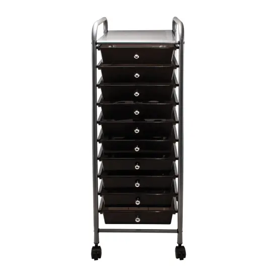 10-Drawer Rolling Cart, Smoke {3}