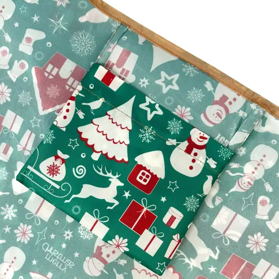 Wrapables Large Foldable Tote Nylon Reusable Grocery Bags, Christmas Green {6}