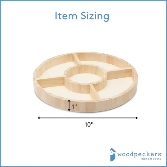 DIY Round Wooden Divided Serving Tray, Multiple Sizes, 5 Sections for Party | Woodpeckers {8}