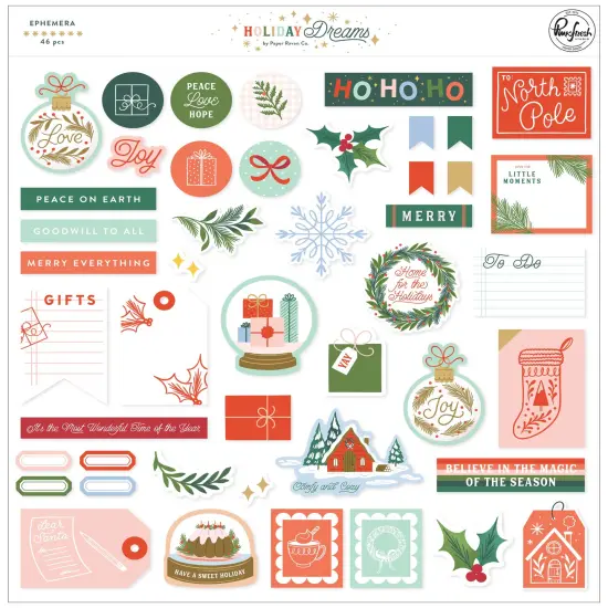 PinkFresh Cardstock Die-Cuts Ephemera Pack 46/Pkg-Holiday Dreams {1}