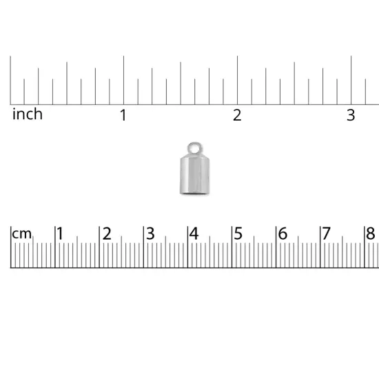 End Cap with Loop 6mm Silver Color (Package of 2) {2}