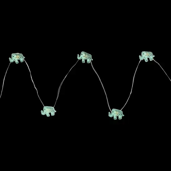 Northlight LED Elephant Fairy Lights - Warm White - 2.75' Silver Wire - 10ct Green {4}
