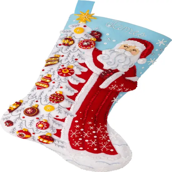 Bucilla Felt Stocking Applique Kit 18" Long-Snowy St. Nick {1}