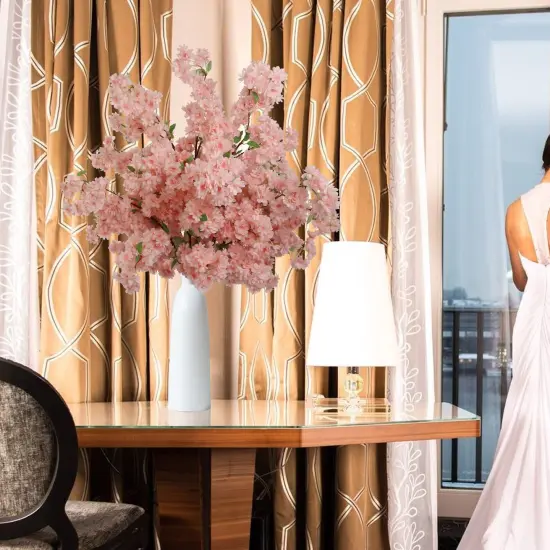 Cherry Blossom Stem: Set of 3, 40-Inch, Silk Flowers, Floral Home by Artificial Flowers Pink {11}