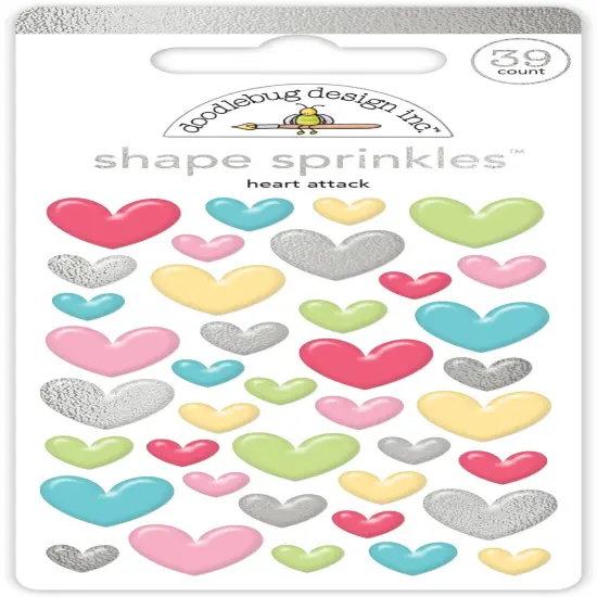 Doodlebug Sprinkles Adhesive Enamel Shapes-Heart Attack {1}