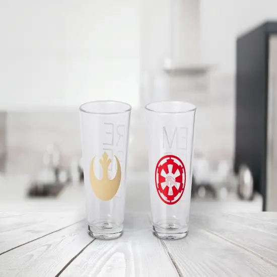 Star Wars 16oz Pint Glasses - Rebel & Empire Symbols - 2 Set {6}